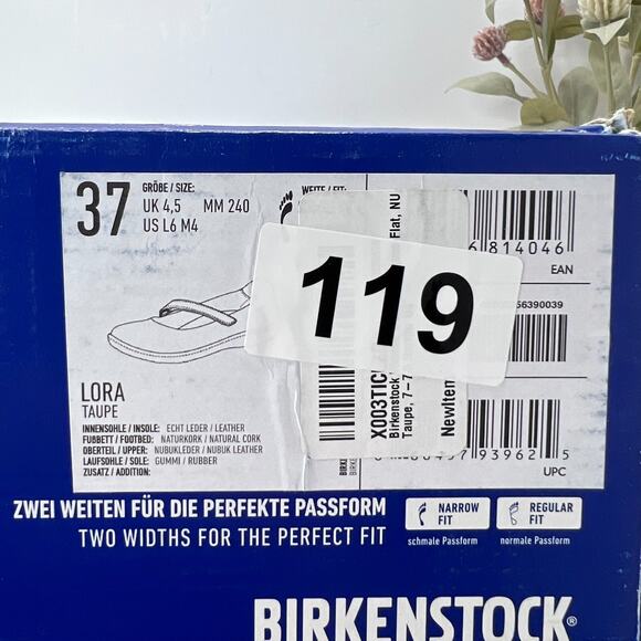 Birkenstock Lora Nubuck Leather Mary Jane Flat Shoes Taupe Women 6/EU37 Narrow - Picture 10 of 10